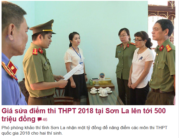 Giá sửa điểm thi THPT 2018 tại Sơn La lên tới 1/2 tỷ đồng 